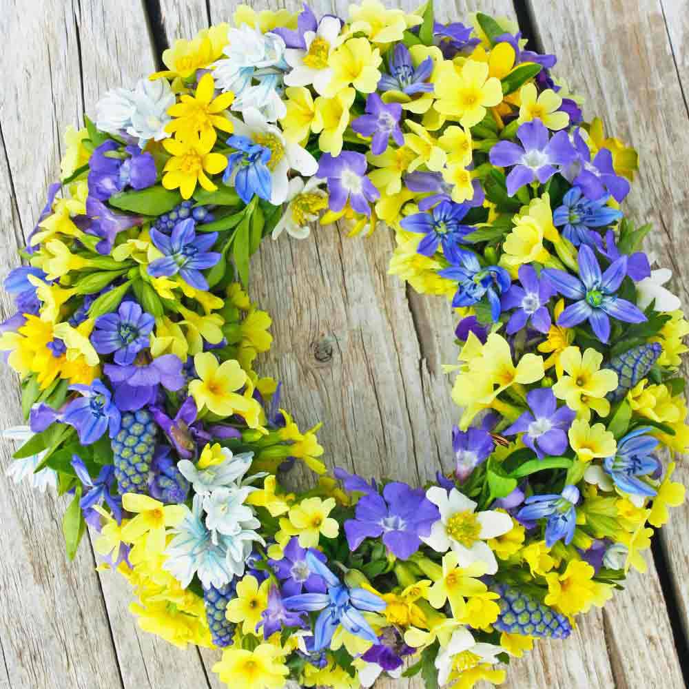 Yellow and Blue Spring Wreath