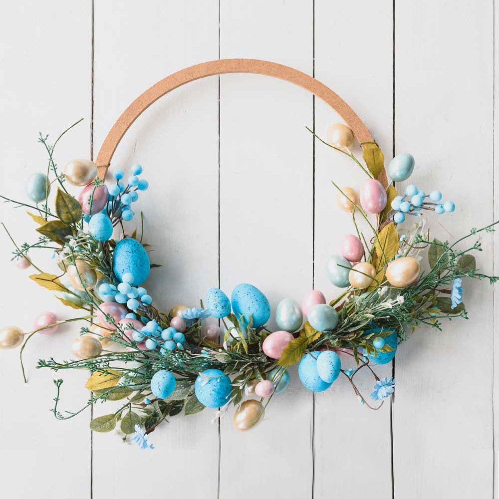 Blue Eggs Floral Wreath Design for Easter