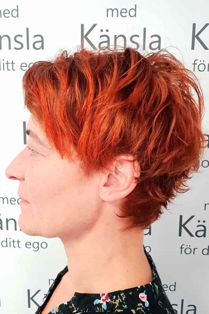 Spiky Red Pixie For Women Over 50