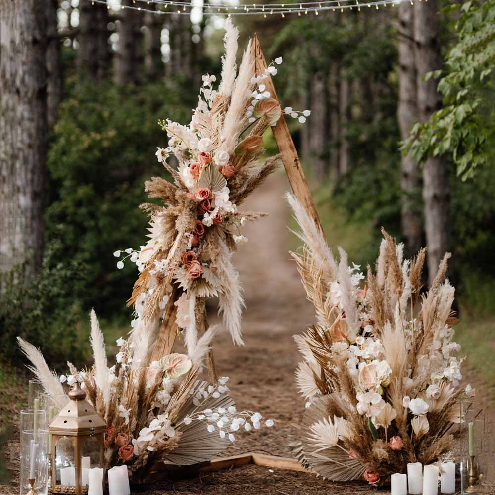 Triangle Wedding Arch with Rustic Accent