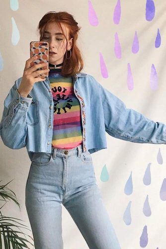 80s fashion trends deim jacket jeans top retro style