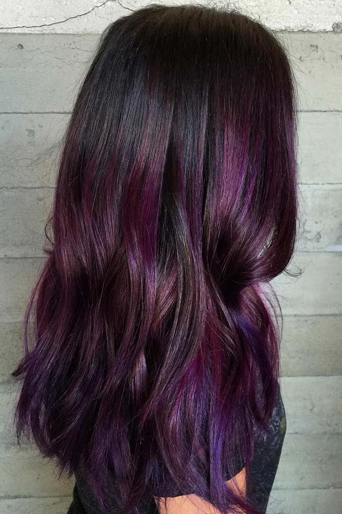 Purple Ombre Hair For Brunette #hairhighlights #ombrehair