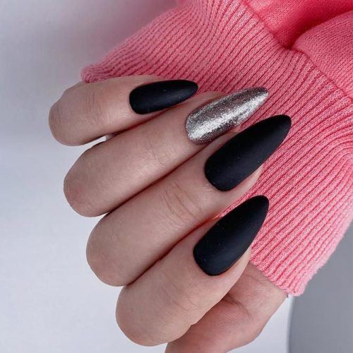 Black Almond Nails Design #mattenails