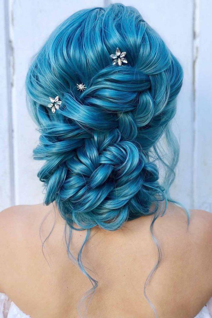 Braided Updo with Blue Hair