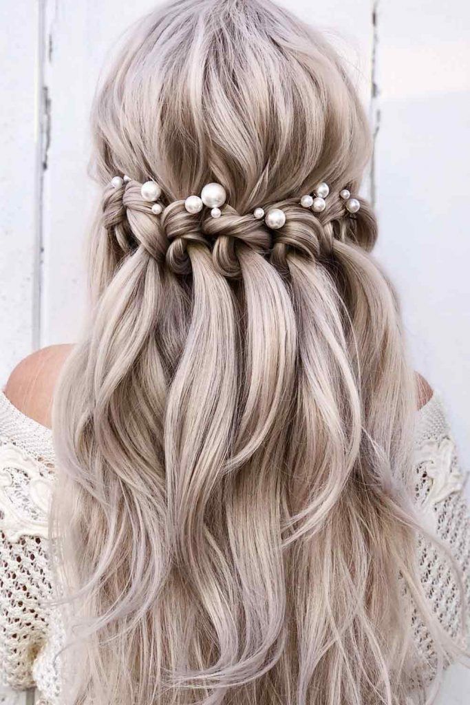 Half Up Hairstyle with Waterfall Braid