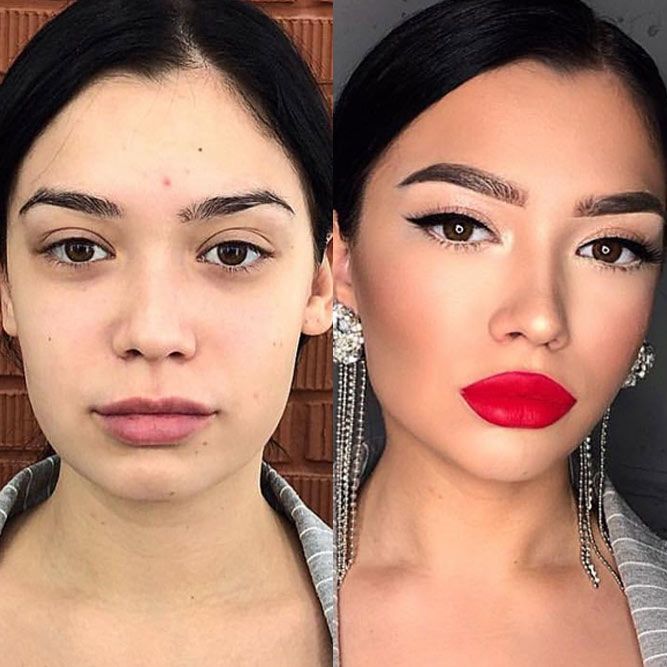 Sexy Makeup Transformation #redlips #blackeyeliner