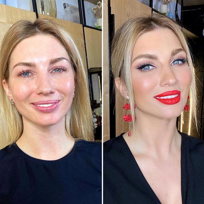 Before And After Makeup Transformations With Red Lips