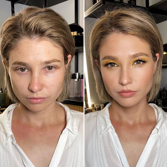 Before And After Makeup Transformations – Yellow Eyeshadow