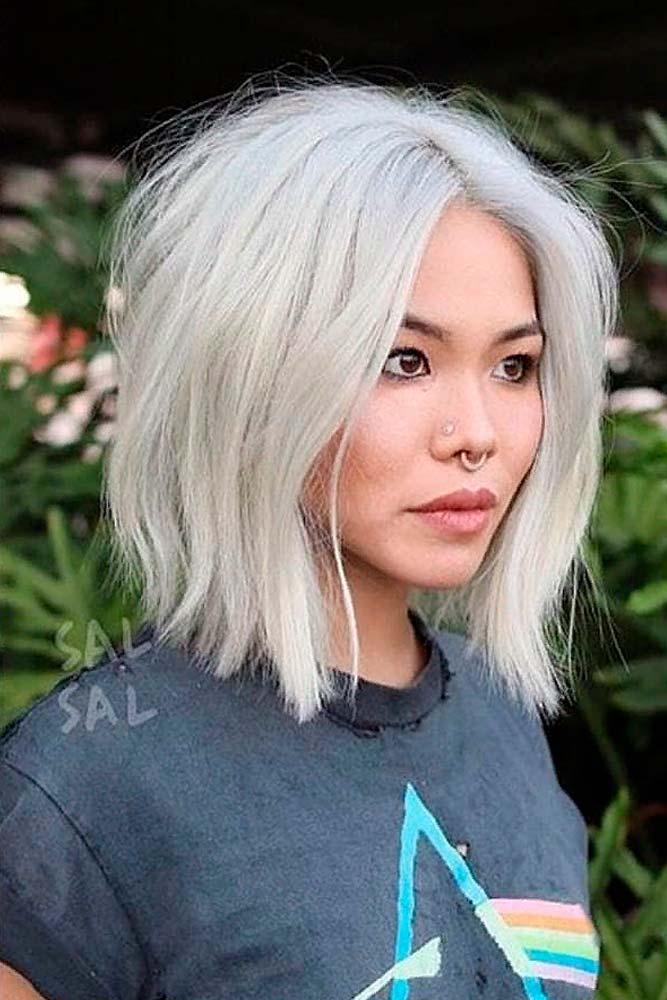 Platinum Blonde Careless Long Bob #longbobhairstyles #messyhair