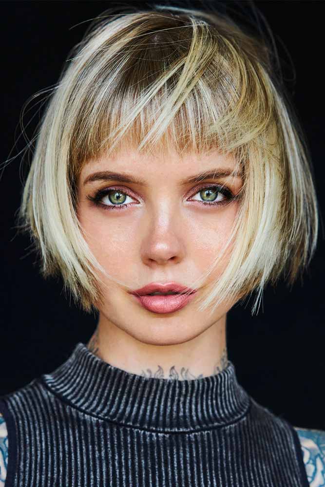 Shaggy Bob With Trimmed Front Bangs #shaggyhairstyles #blondehair #bangs