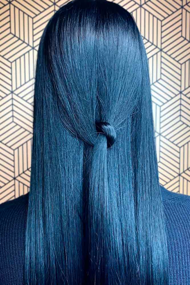 Is Blue Black A Natural Hair Color? #straighthair #glossyhair