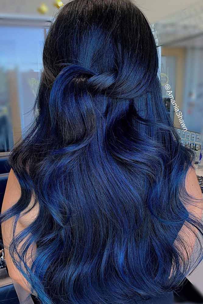 Shiny Blu Black Hair #shinyhair #healthyhair