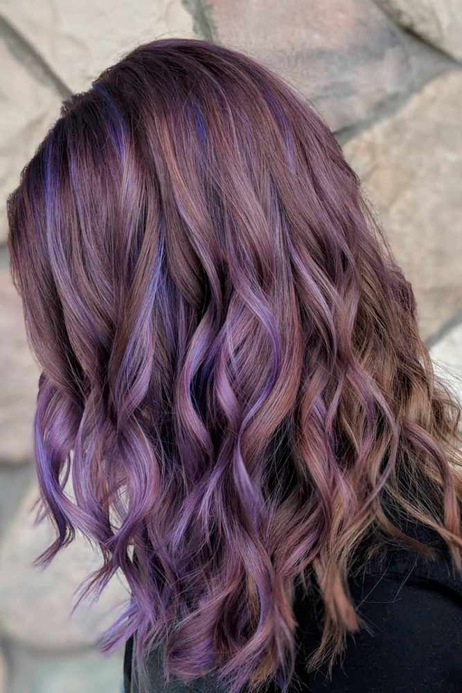 Brown Hair With Purple Highlights #ashhair #purplehair