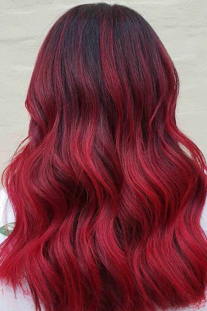 Brunette with Red Glazed Tips #redhair