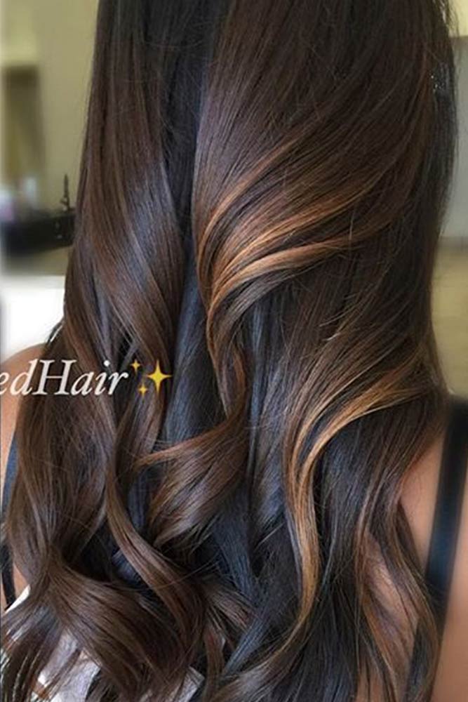 Long Brown Hair with Copper Balayage