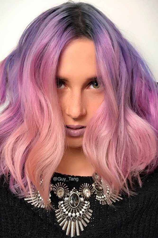 Bright Colors Of Purple Ombre Hair #ombrehair #pinkhair