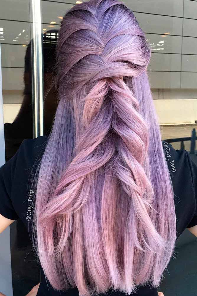 Lilac And Pastel Pink Ombre Hairstyle #pinkhair #ombrehair