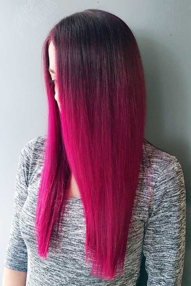 Plum Red Ombre Hair #redhair #straighthair