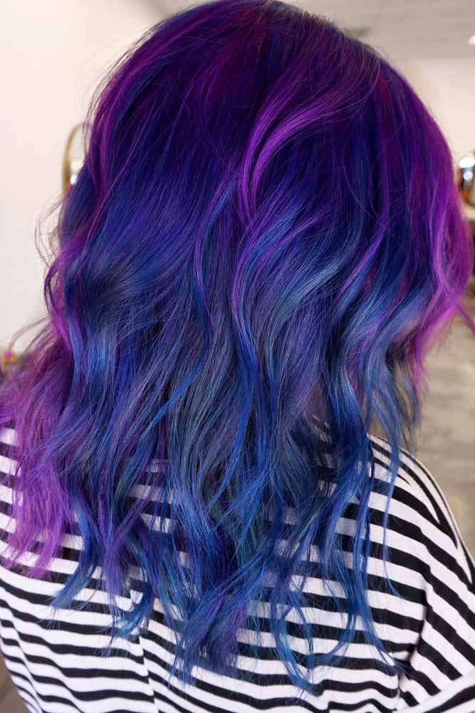 Blue Hair With Purple Highlights #bluehair