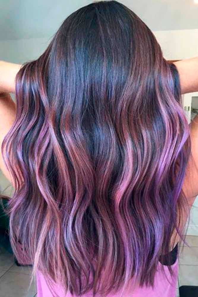 Purple And Dark Brown Balayage #hairhighlights
