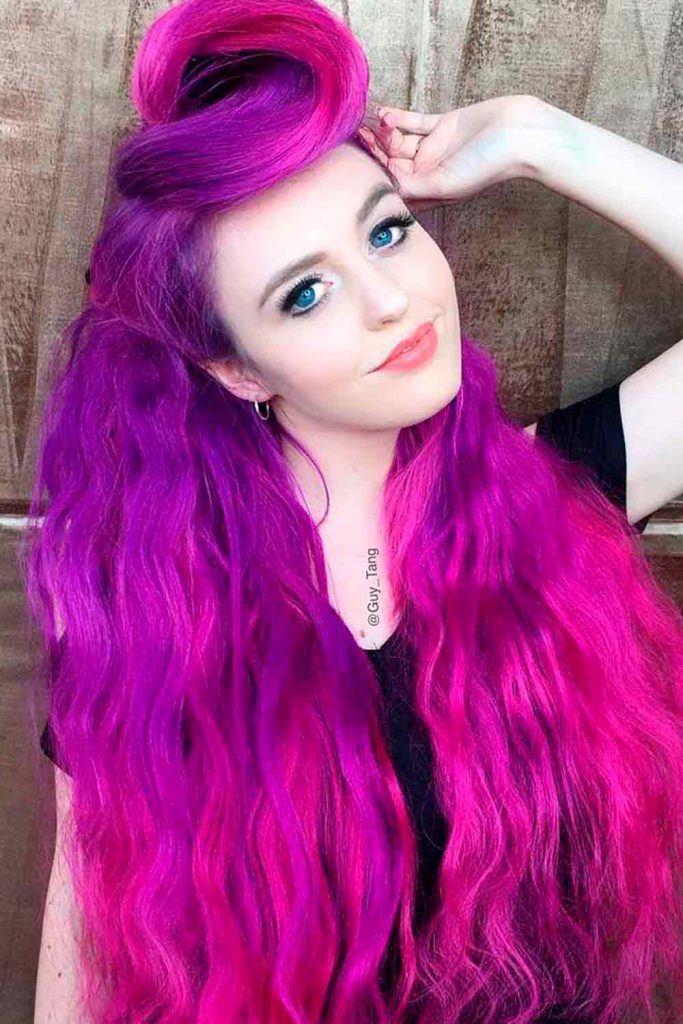Purple And Hot Pink Ombre #pinkhair #hotpinkhair
