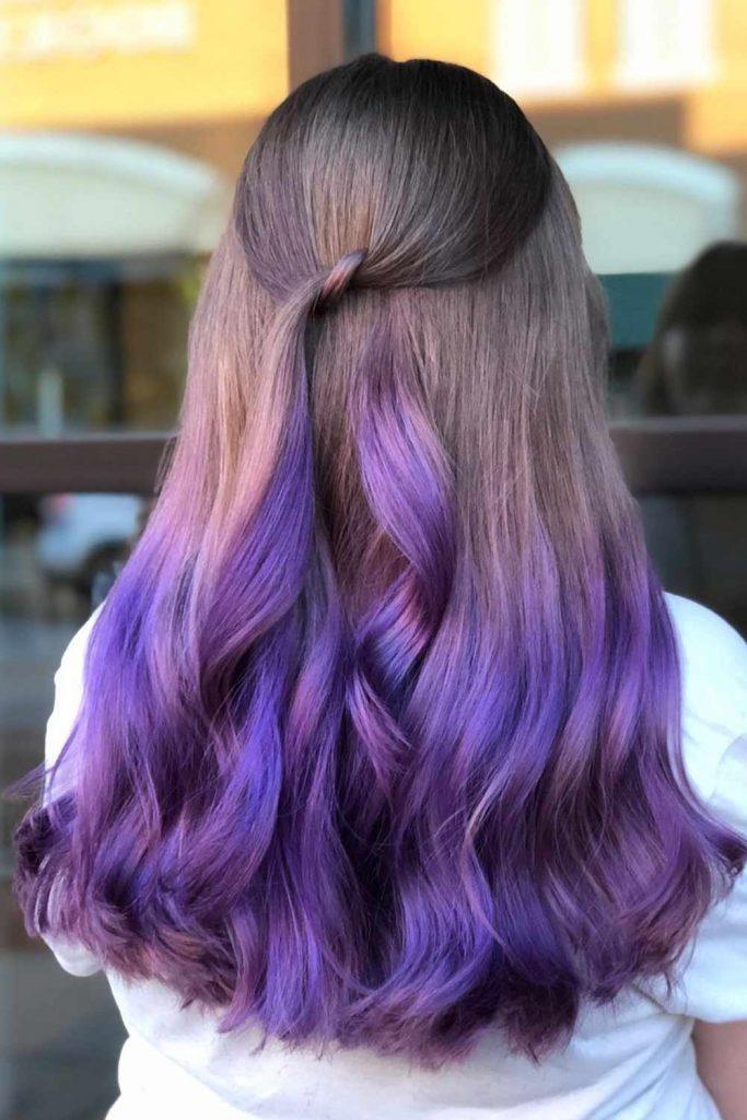 Purple Ombre with Natural Brown Roots