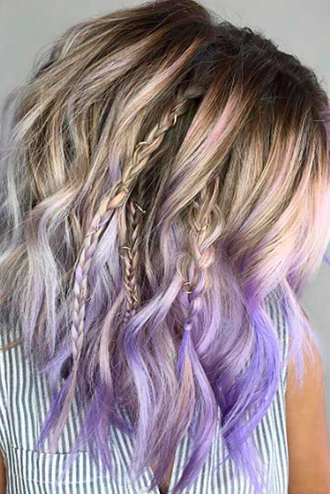 Natural Blonde And Purple Ombre #ombrehair #blondehair
