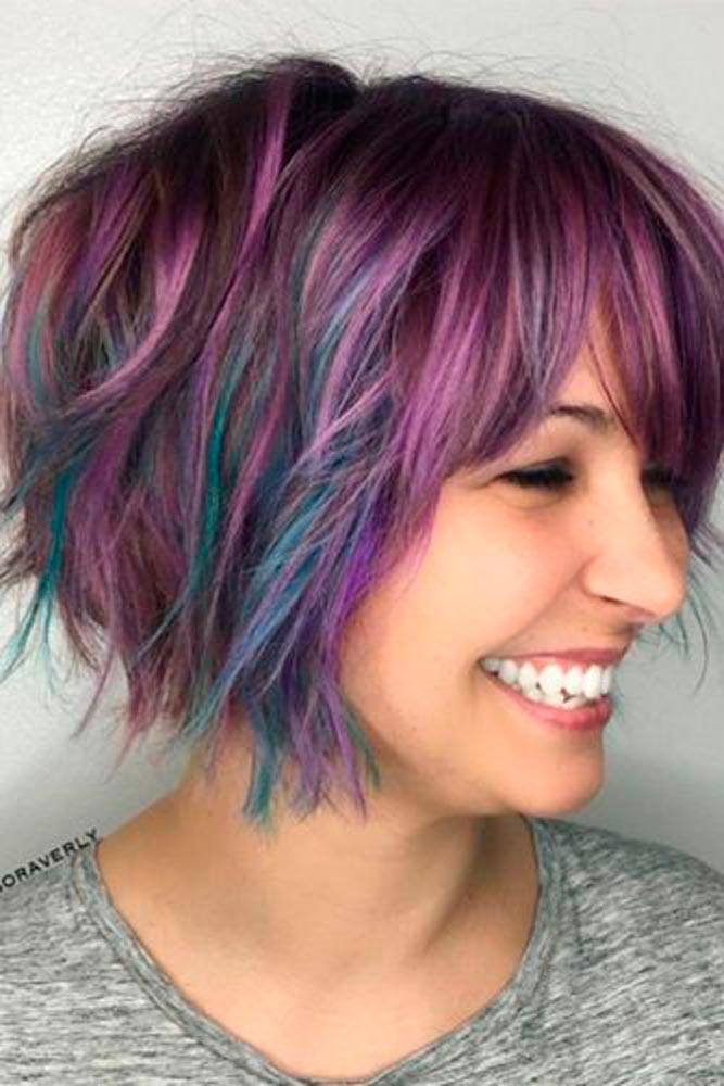Short Hair With Purple and Blue Highlights