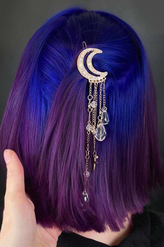 Short Hair with Purple and Blue Ombre