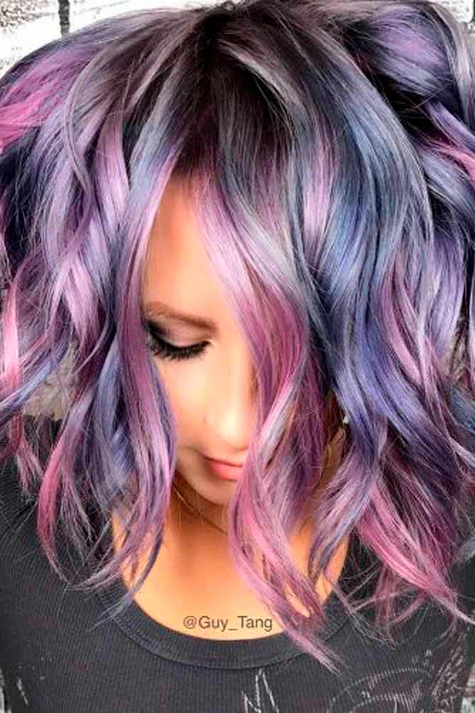 Silver And Purple #silverhair #hairhighlights