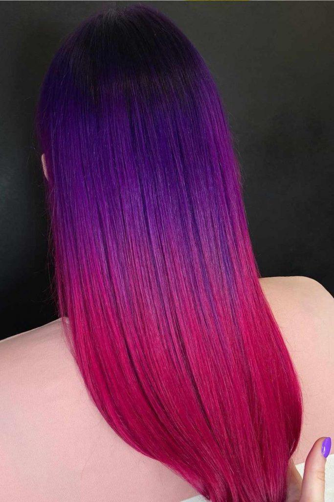Pink and Purple Ombre Straight Hair