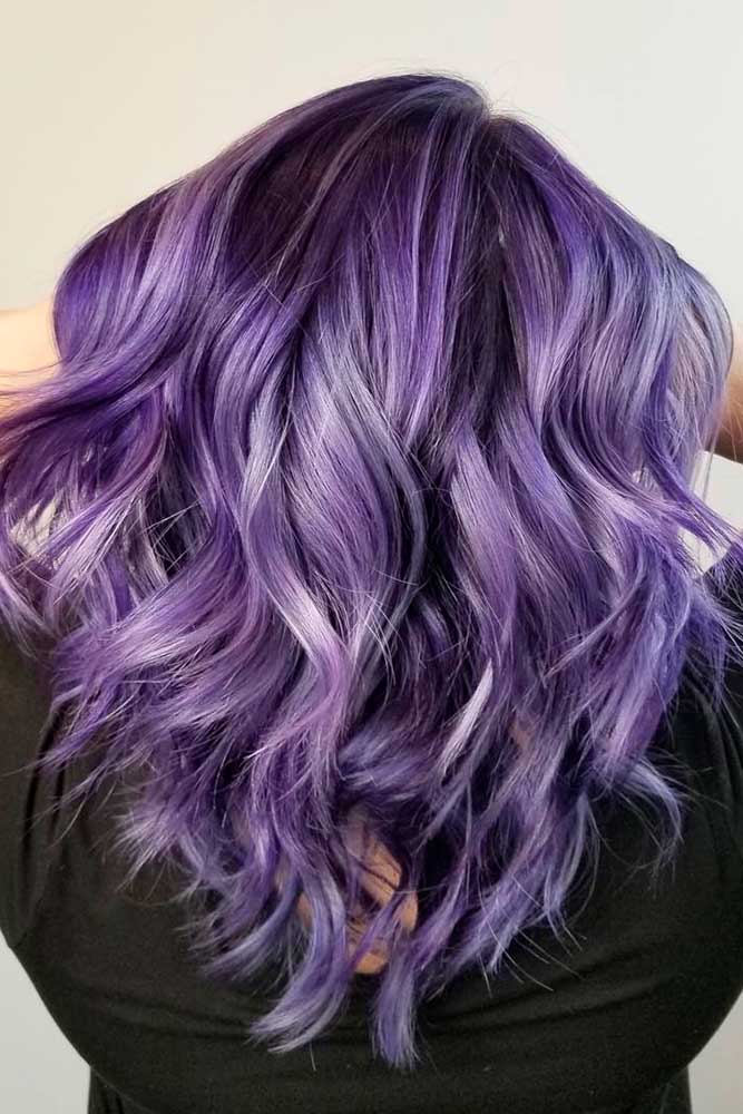 Pretty Purple Ombre Hair #balayage #wavyhair