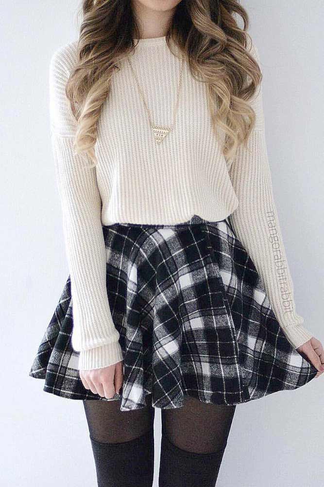 Girly School Look with a Skirt