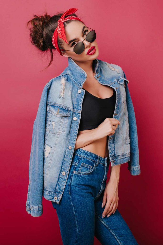 Denim Jacket with Crop Top Outfits for Spring