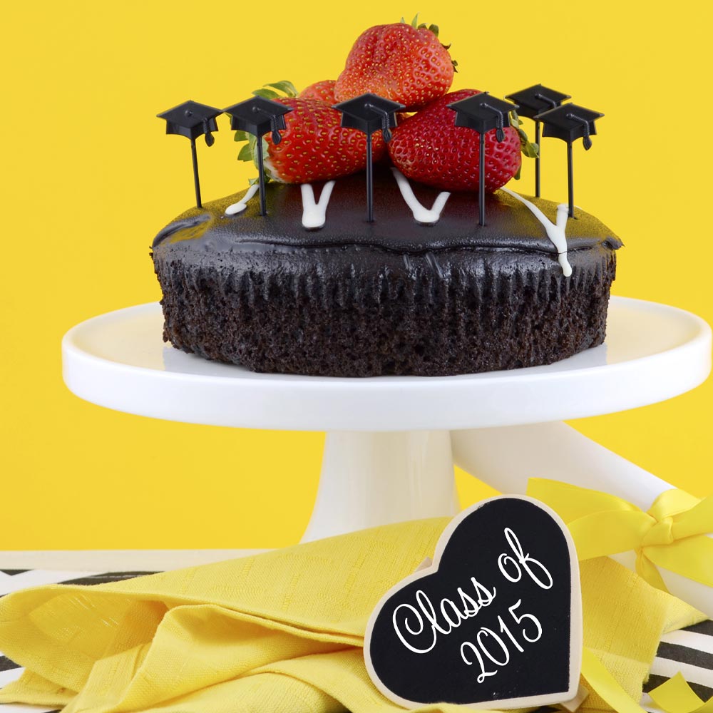 Black Graduation Cake with Caps