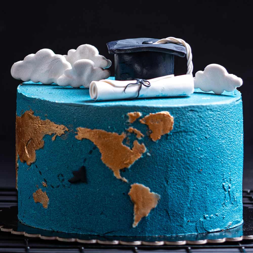 World Map Graduation Cake