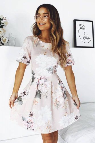 Pink Pastel Short Dress With Floral Print #floralprint