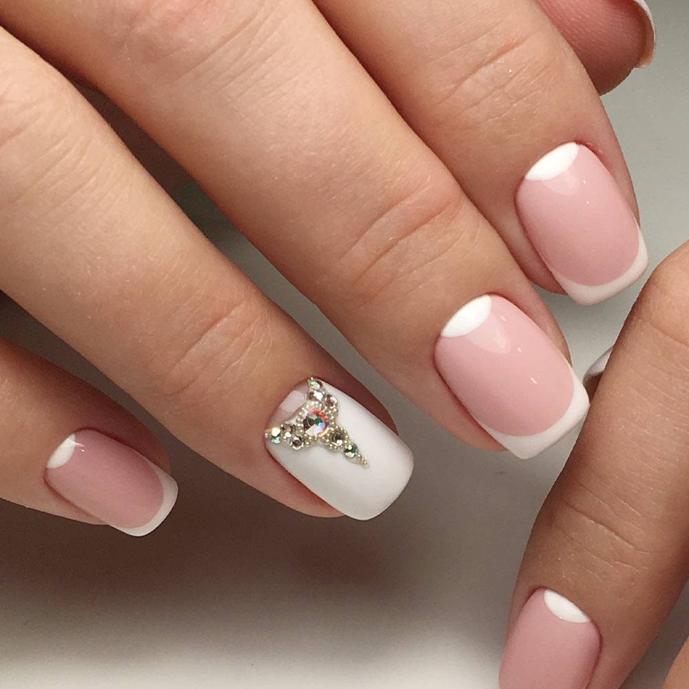 French Nails with Accent Nail