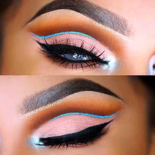 Cut Crease With Blue Eyeliner #blueeyeliner