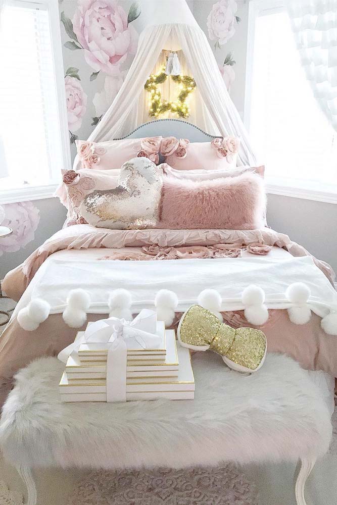 Cool And Calm Teen Room Design Ideas #canopybed #stardecor