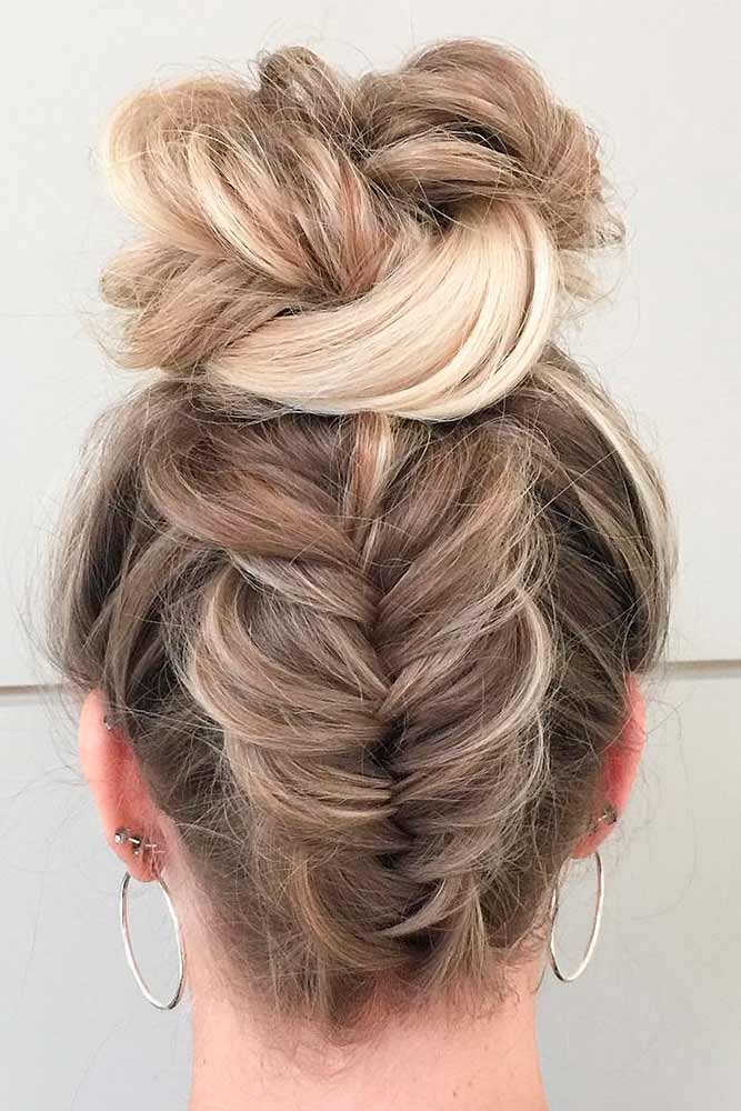 High Bun With Braid Hairstyle