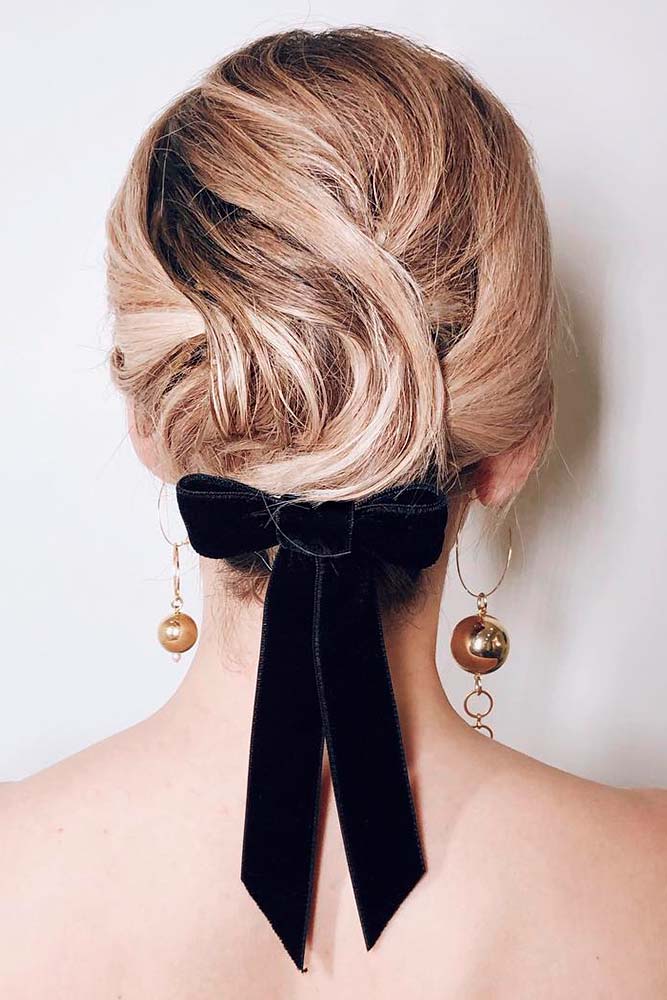Updo Hairstyle with Low Bow