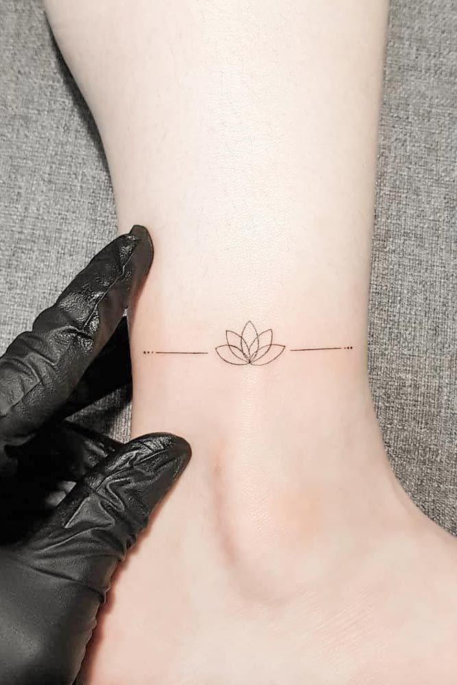 Lotus Flower Tattoo Design For Ankle #lotusflowertattoo
