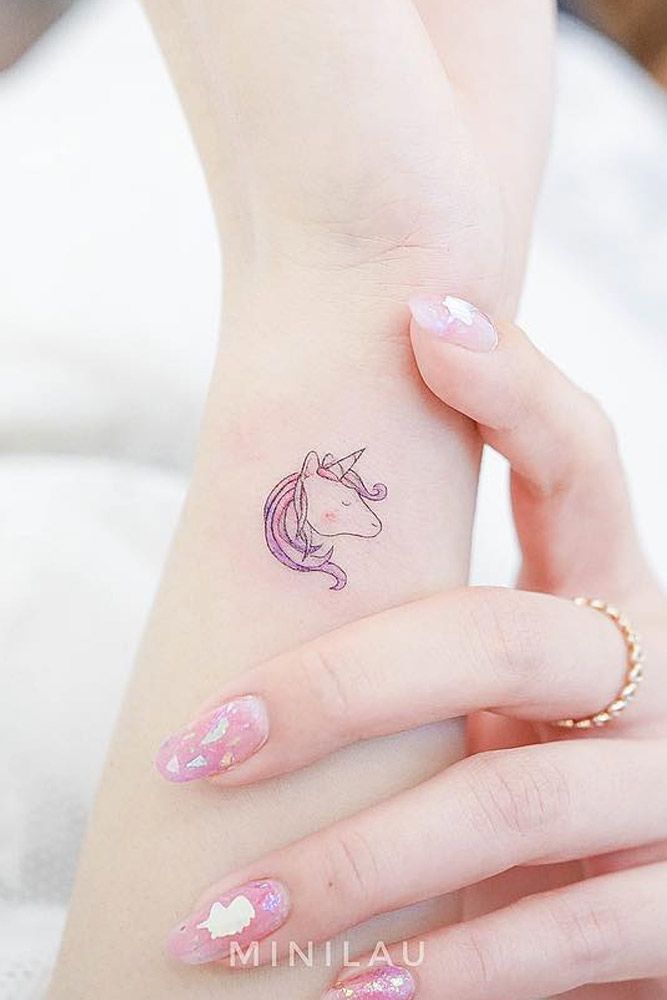 Cute Unicorn Tattoo Design For Wrist #unicorntattoo #wristtattoo