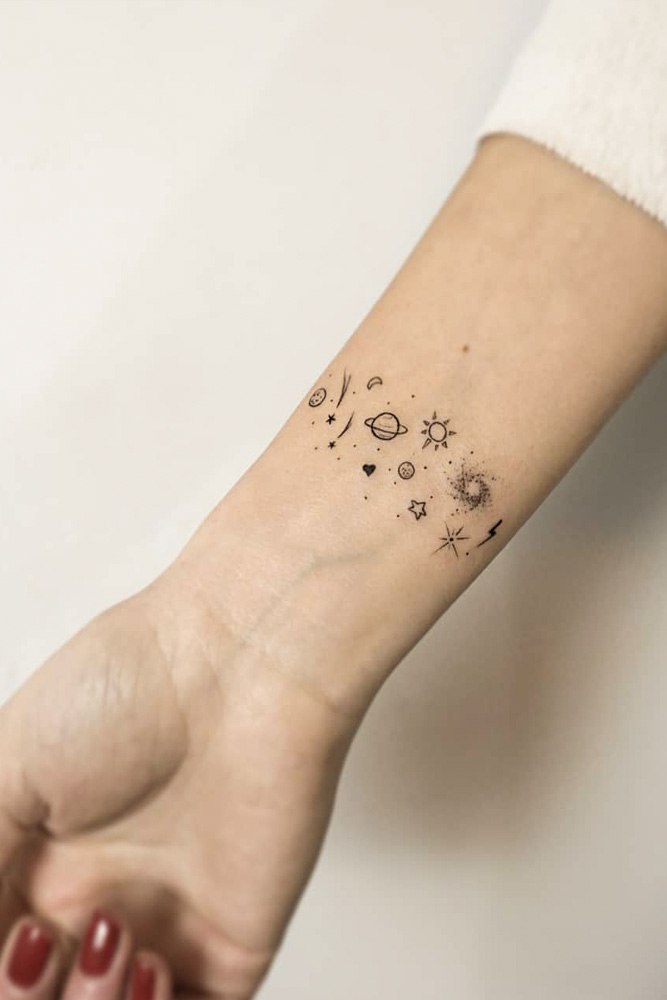 Tiny Wrist Tattoo In A Minimalist Style #wristtattoo #galaxytattoo
