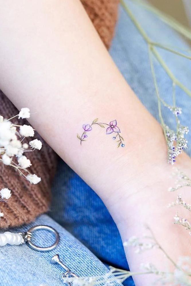Minimalist Floral Tattoo Design For Wrist #wristtattoo
