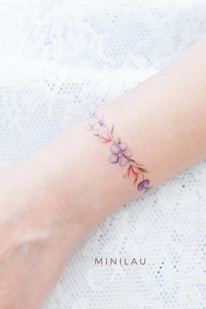 Floral Bracelet Tattoo For Wrist #wristtattoo