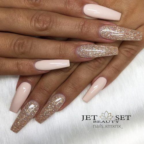 Beautiful Glitter Nude Nails Designs