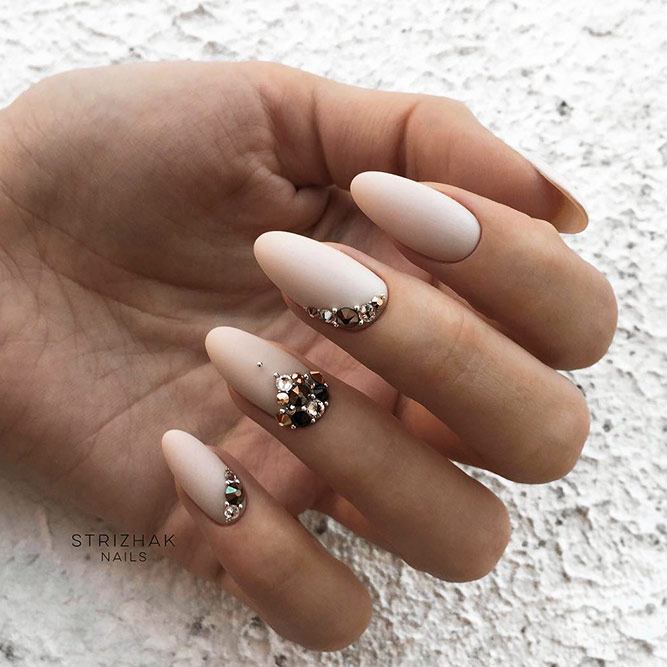 Nude Nails with Rhinestones