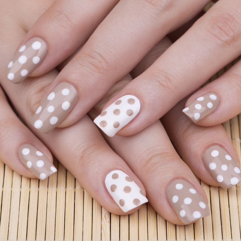 Nude Nails with Polka Dots